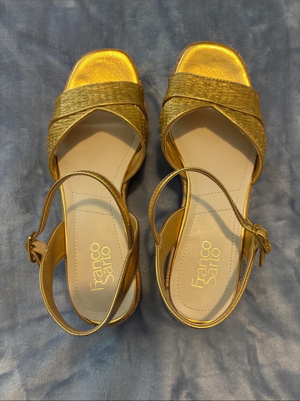 Franco Sarto Metallic Gold Open-Toe Sandals